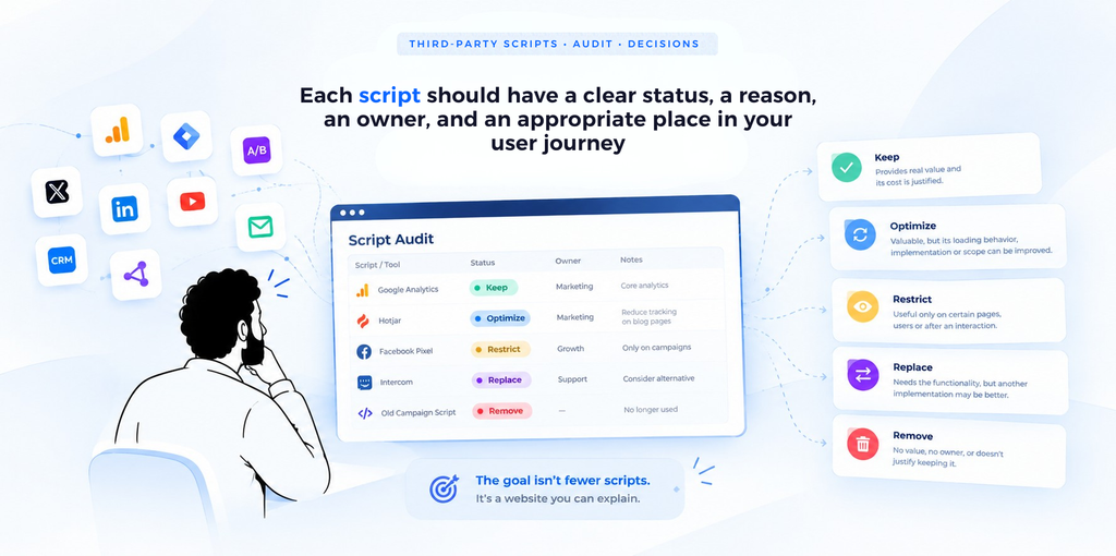 Each script should have a clear status, a reason, an owner, and an appropriate place in your user journey